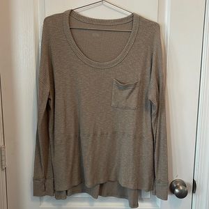 American Eagles Ribbed Long Sleeve Shirt - Tan - Size S